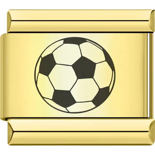 Black and white soccer ball Italian charm bracelet link