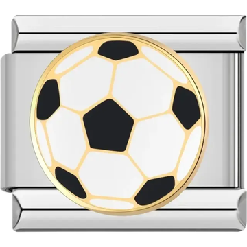 Black and white soccer ball Italian charm bracelet link