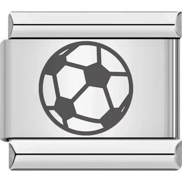 Black and white soccer ball Italian charm bracelet link