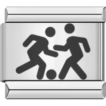 Black silhouettes of two soccer players with ball Italian charm bracelet link