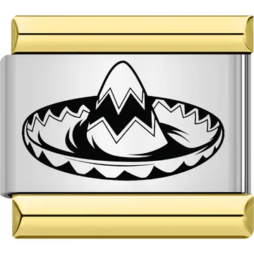 Black sombrero silhouette design Italian charm bracelet link