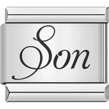"Son" script text Italian charm bracelet link