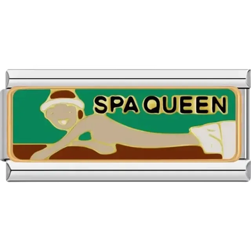 Spa Queen text with relaxing figure design Italian charm bracelet link