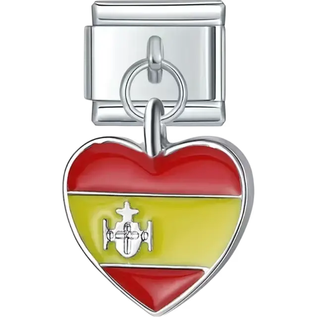 Spanish flag pendant heart Italian charm bracelet link