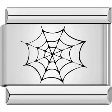 Black spider web design with intricate detailing Italian charm bracelet link
