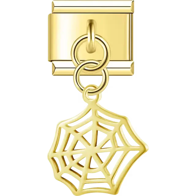 Spider web outline dangle Italian charm bracelet link