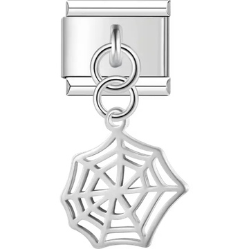 Spider web outline dangle Italian charm bracelet link
