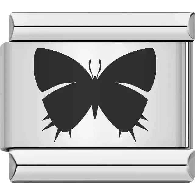Black spiky butterfly Italian charm bracelet link