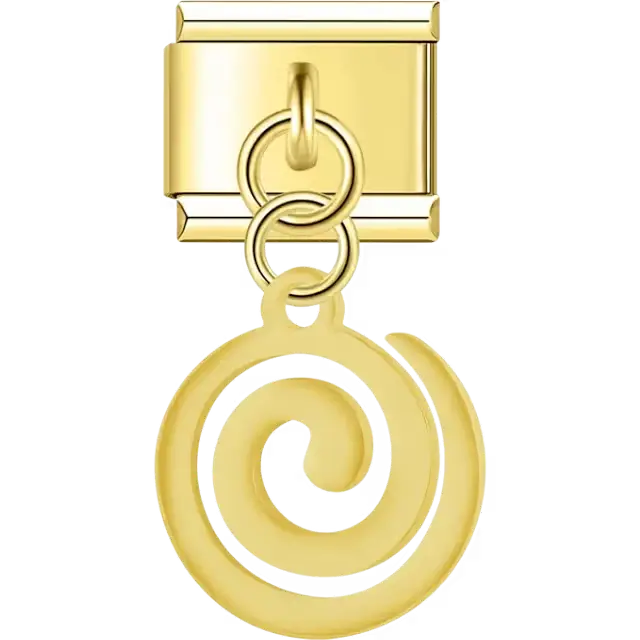 Hollow spiral design with dangling piece Italian charm bracelet link
