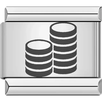 Stacked coins design in black Italian charm bracelet link