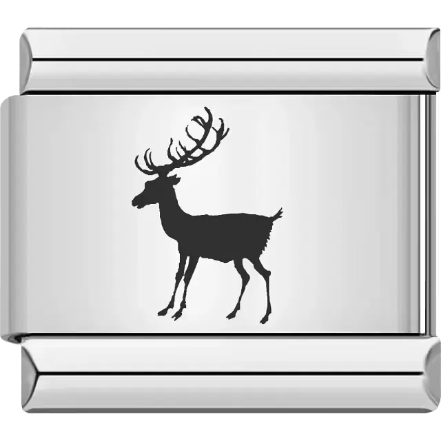 Black stag Italian charm bracelet link