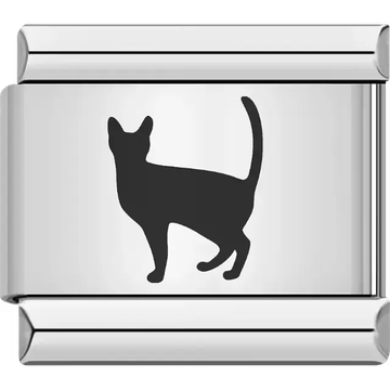 Black standing cat silhouette Italian charm bracelet link