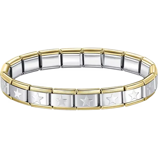 Stainless steel bracelet with engraved star pattern Italian charm bracelet