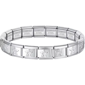 Star charms composing stainless steel Italian bracelet