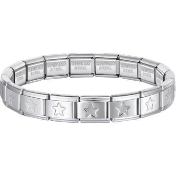 Star charms composing stainless steel Italian bracelet