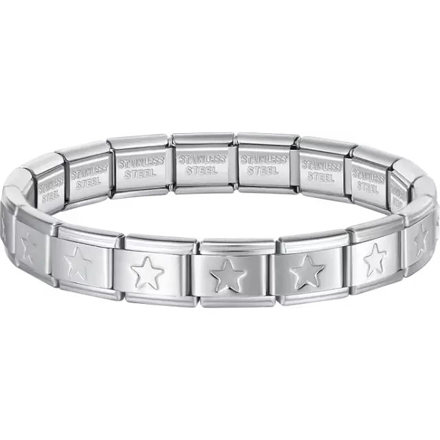 Star charms composing stainless steel Italian bracelet