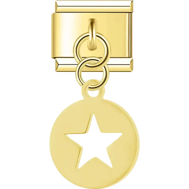 Star cutout dangle Italian charm bracelet link