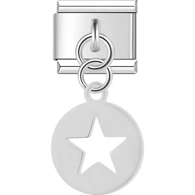 Star cutout dangle Italian charm bracelet link