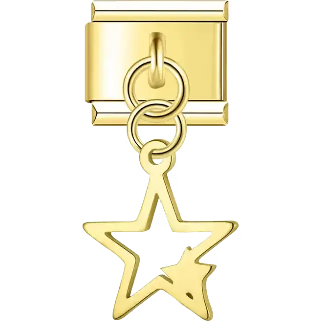 Star cutout dangle Italian charm bracelet link