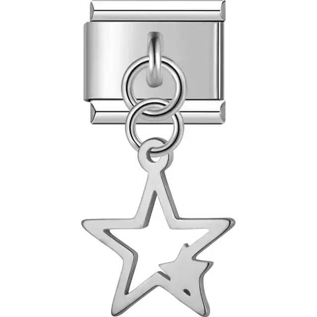 Star cutout dangle Italian charm bracelet link