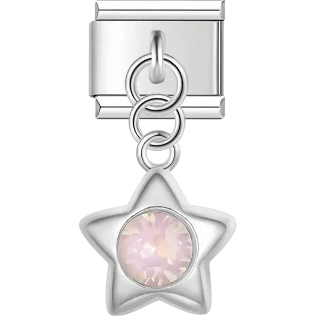 Star pendant with pink crystal Italian charm bracelet link