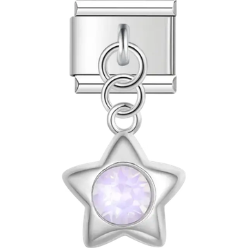 Star pendant with purple crystal Italian charm bracelet link