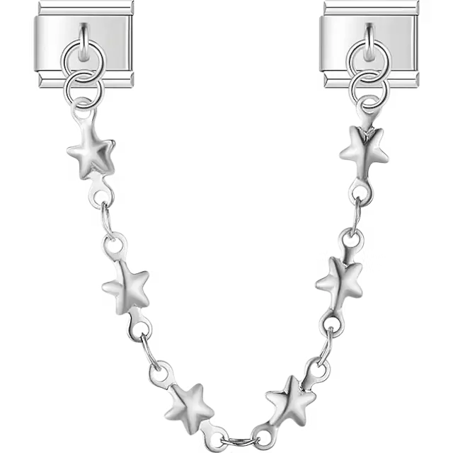 Multiple star links safety chain Italian charm bracelet link
