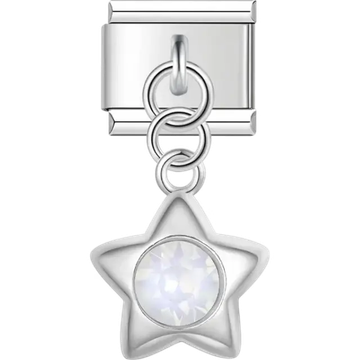 Star pendant with white crystal Italian charm bracelet link