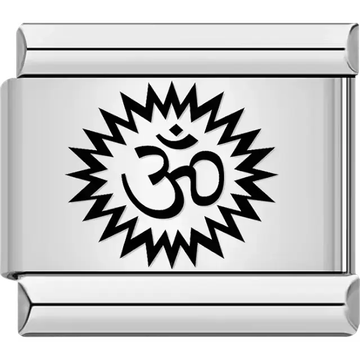 Black starburst Om symbol Italian charm bracelet link