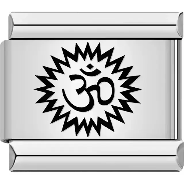 Black starburst Om symbol Italian charm bracelet link