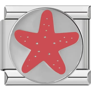 Red starfish design with dotted details Italian charm bracelet link