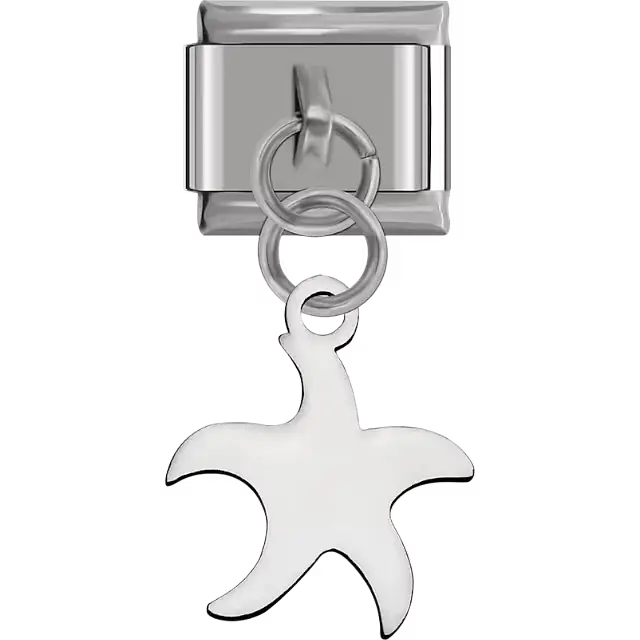 Starfish cutout disc dangle Italian charm bracelet link