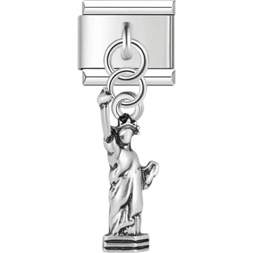 Silver dangling Statue of Liberty Italian charm bracelet link