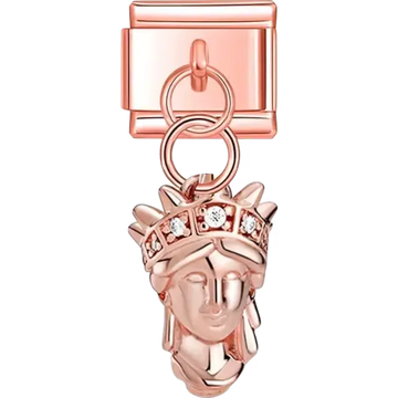 Statue of Liberty design with crystal accents dangle Italian charm bracelet link