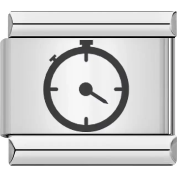 Black outline of a stopwatch with a simple design Italian charm bracelet link