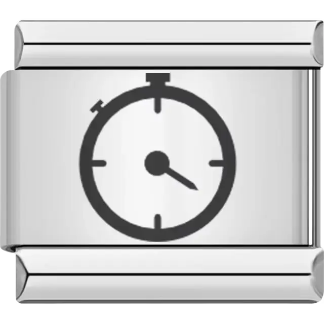 Black outline of a stopwatch with a simple design Italian charm bracelet link