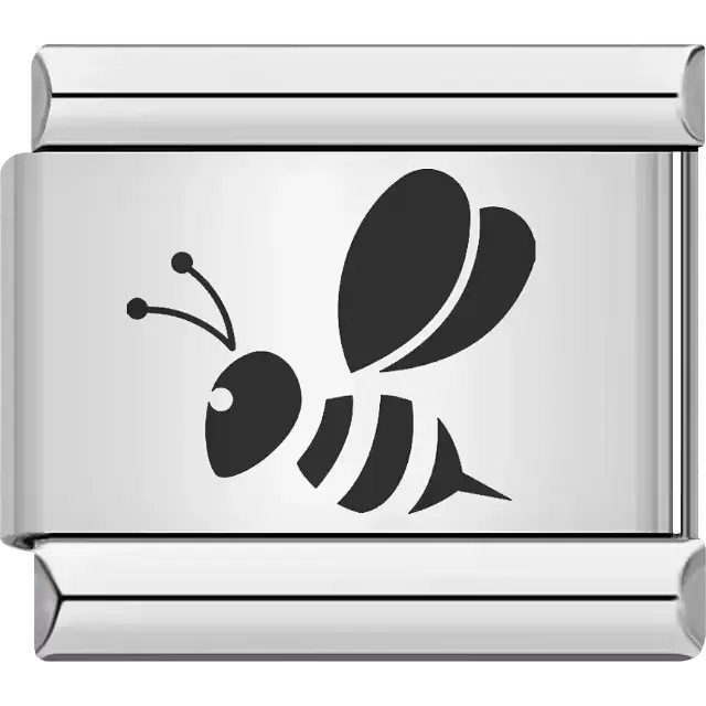 Black striped bee Italian charm bracelet link