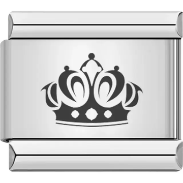 Black stylized crown design Italian charm bracelet link