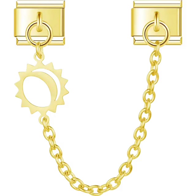 Sun pendant with safety chain Italian charm bracelet link