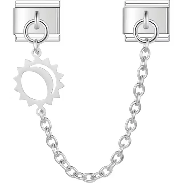 Sun pendant with safety chain Italian charm bracelet link