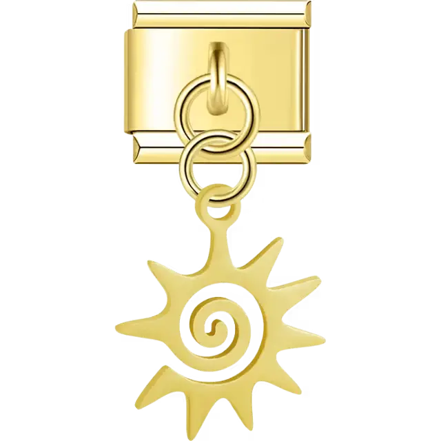 Sun spiral rays cutout dangle Italian charm bracelet link