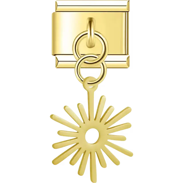 Sunburst rays cutout dangle Italian charm bracelet link