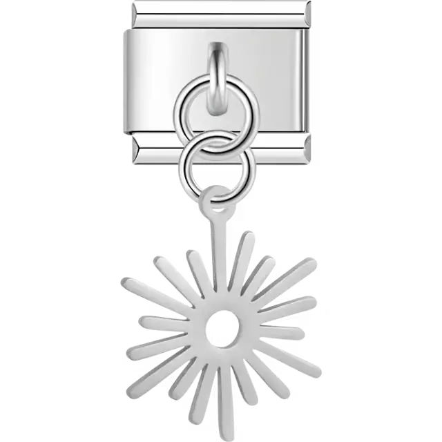 Sunburst rays cutout dangle Italian charm bracelet link