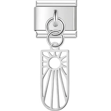 Sunburst cutout dangle Italian charm bracelet link