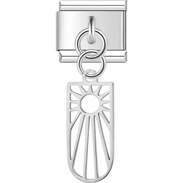 Sunburst cutout dangle Italian charm bracelet link