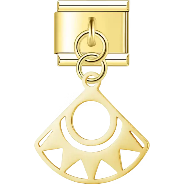 Sunburst cutout dangle Italian charm bracelet link