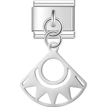 Sunburst cutout dangle Italian charm bracelet link