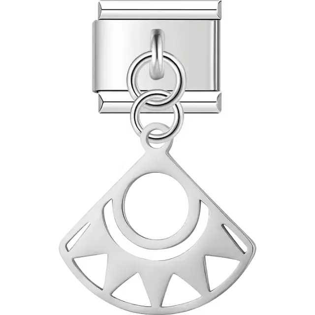 Sunburst cutout dangle Italian charm bracelet link