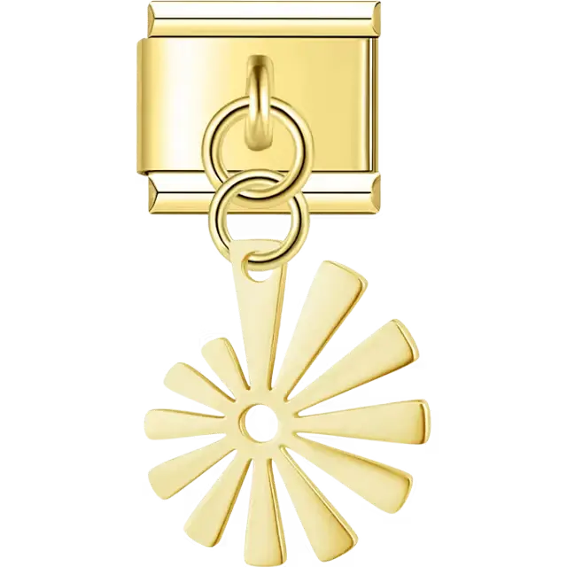 Sunburst flower design Italian charm bracelet link