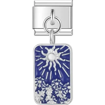 Sunflowers and sun design on a black background Italian charm bracelet link